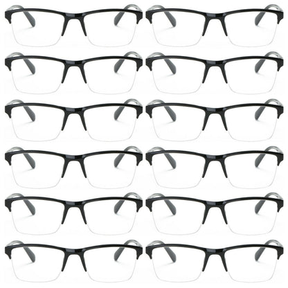 12 Packs Men Women Unisex Square Half Frame Reading Glasses Spring Hinge Readers