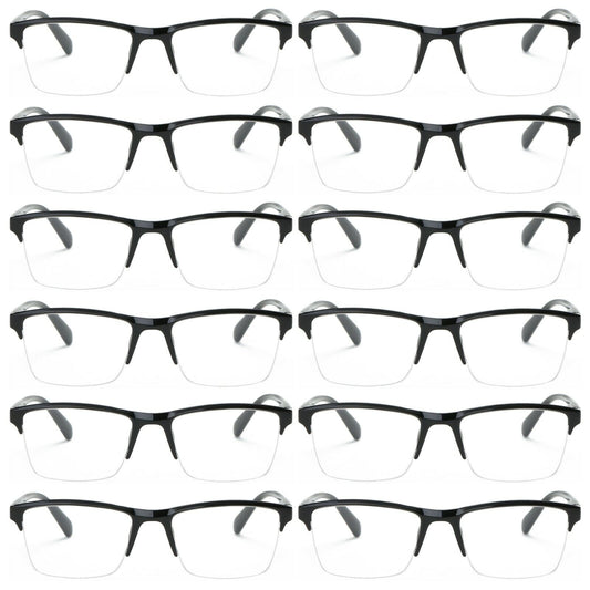 12 Packs Men Women Unisex Square Half Frame Reading Glasses Spring Hinge Readers