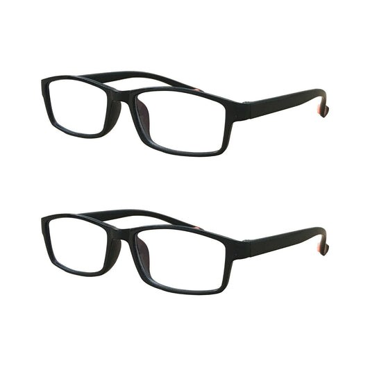 2 Packs Mens Womens Rectangle Frame Reading Glasses Classic Style Black Readers