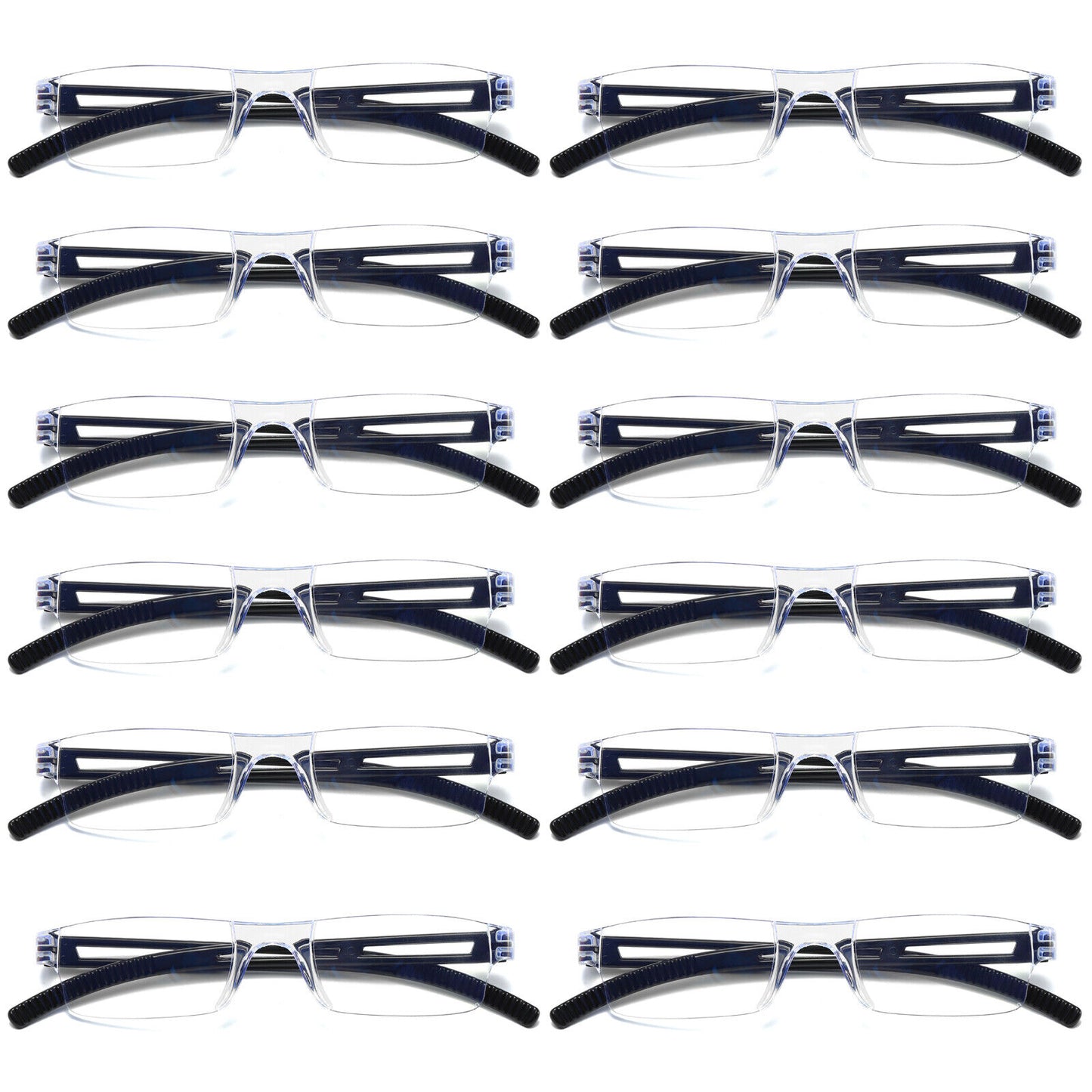 12 Men Women Blue Light Blocking Reading Glasses Rimless Unisex Computer Reader