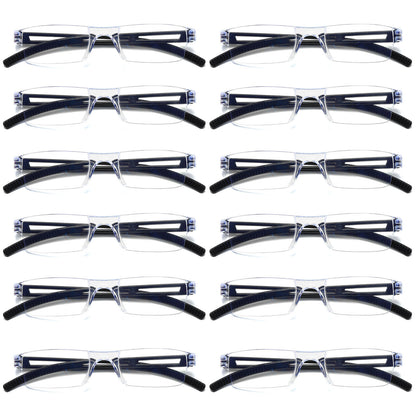 12 Men Women Blue Light Blocking Reading Glasses Rimless Unisex Computer Reader