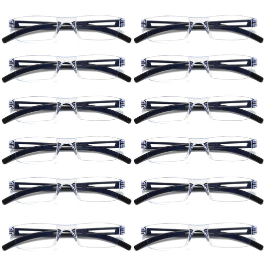 12 Men Women Blue Light Blocking Reading Glasses Rimless Unisex Computer Reader