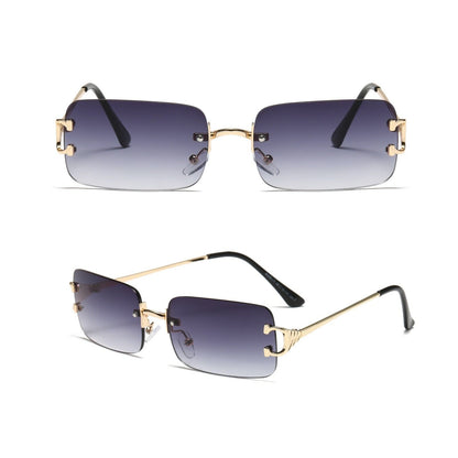 2Pair Unisex Metal Frame Rimless Classic Fashion Sunglasses for Men Women Ladies