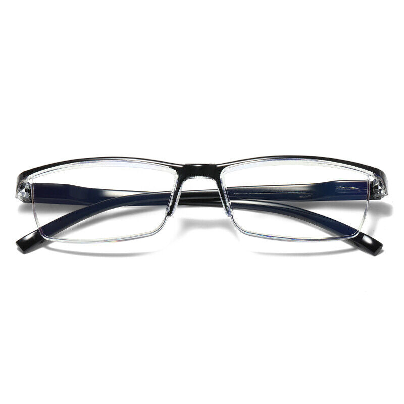 3 PK Mens Half Frame Spring Hinge Reading Glasses Blue Light Blocking Readers