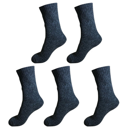 5pair Mens Heavy Duty Thick Winter Thermal Warm Hiking Knit Crew Wool Boot Socks