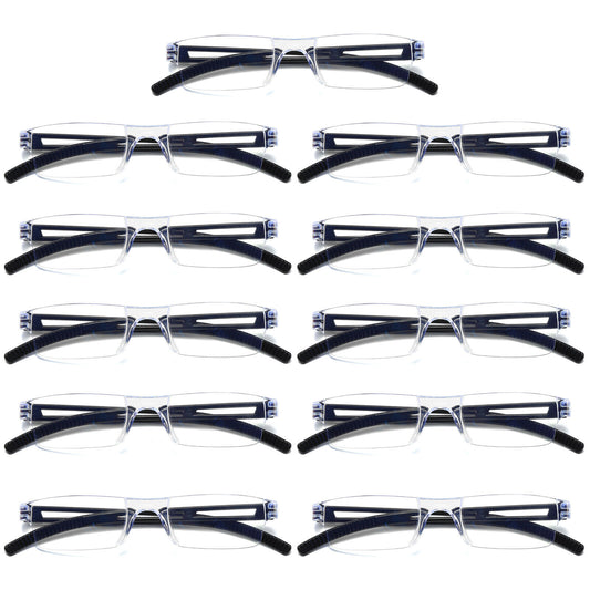 11 Men Women Blue Light Blocking Reading Glasses Rimless Unisex Computer Reader