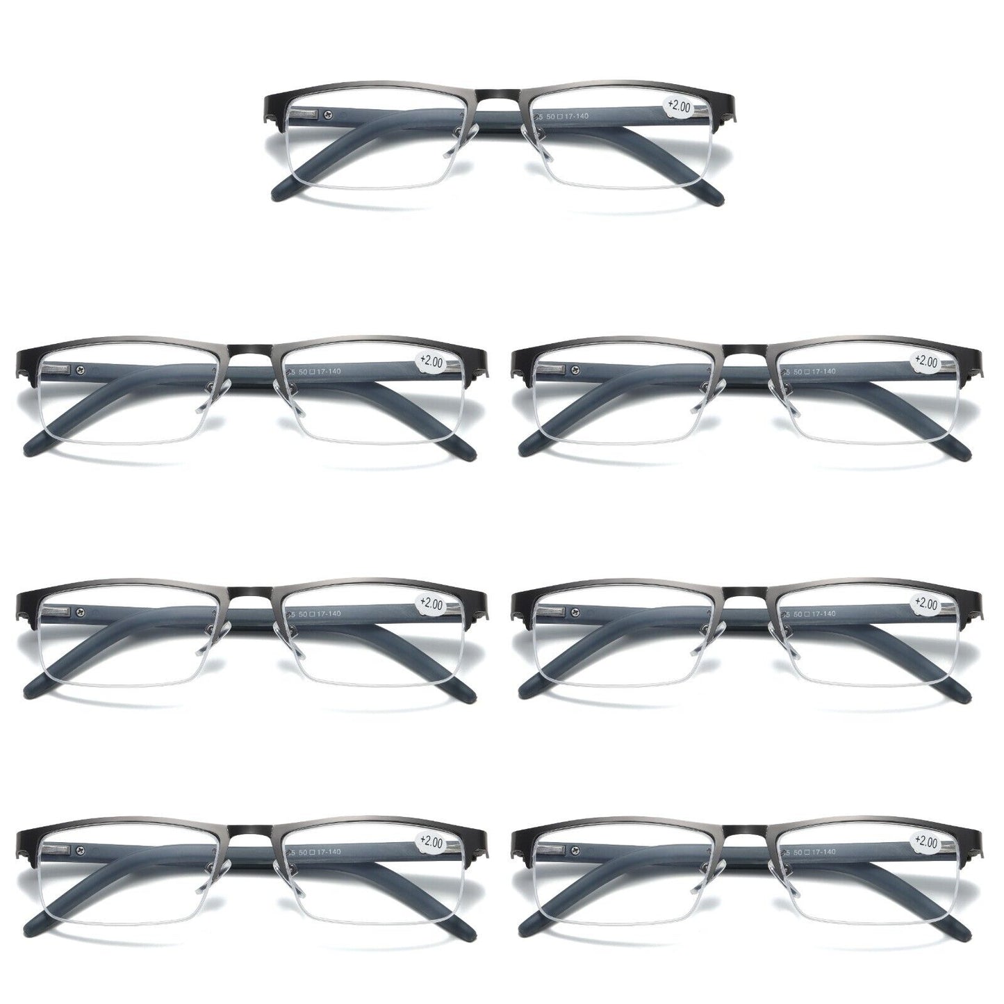 7 PK Mens Spring Hinge Half Frame Blue Light Blocking Reading Glasses Readers