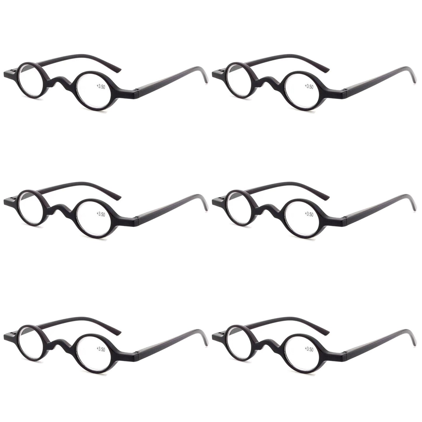 6PK Men Women Small Round Frame Blue Light Reading Glasses Spring Hinge Readers