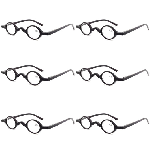 6PK Men Women Small Round Frame Blue Light Reading Glasses Spring Hinge Readers