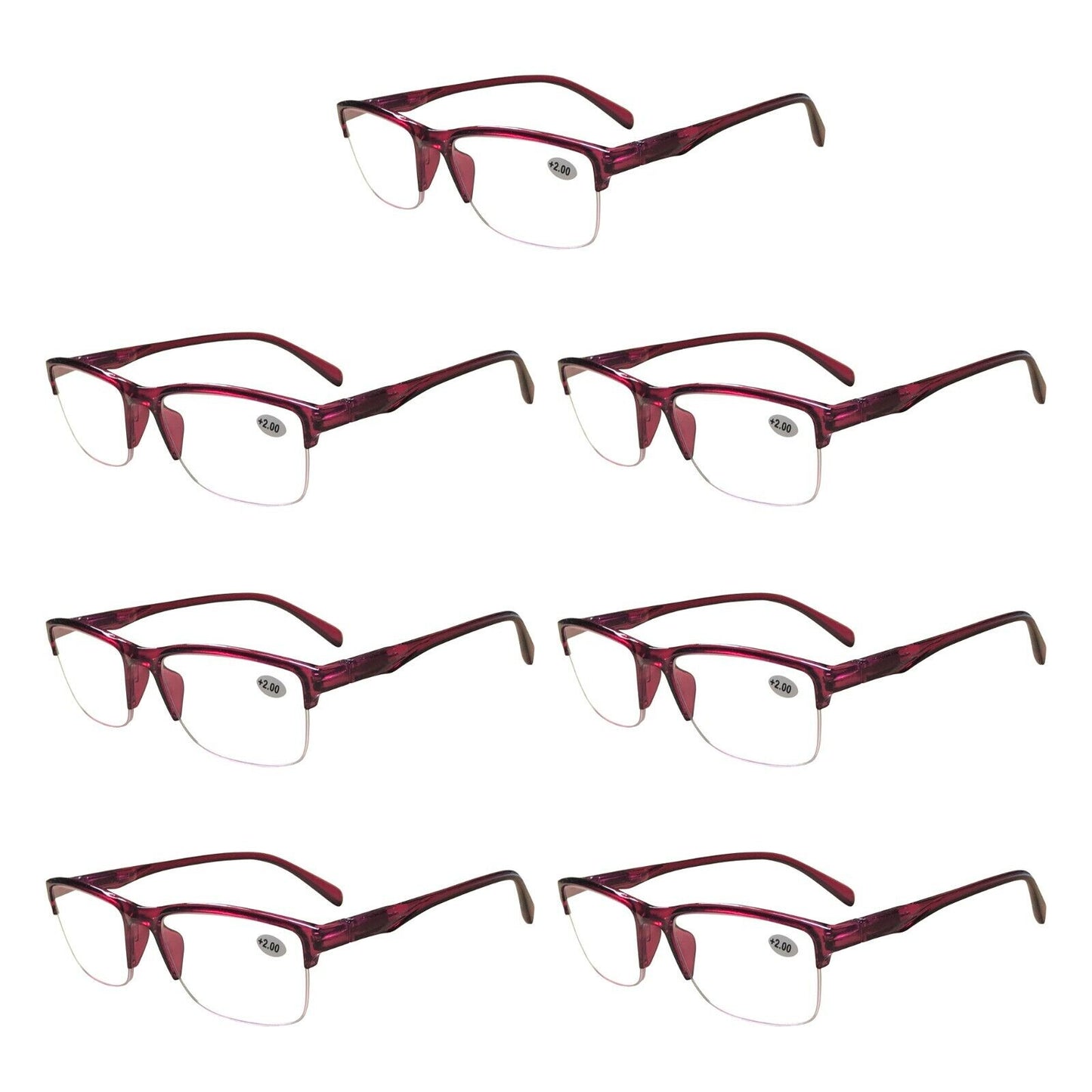 7 Pairs Womens Ladies Half Frame Classic Reading Glasses Spring Hinge Readers