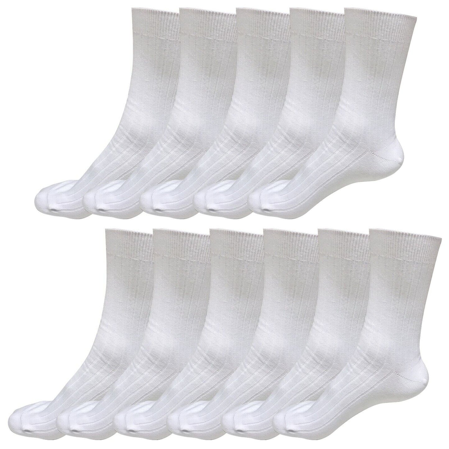 11 pairs 98% Cotton Mens Comfortable Casual Crew Dress Socks Mid Calf Size 9-11