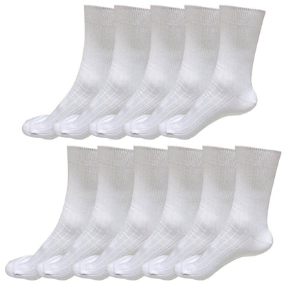 11 pairs 98% Cotton Mens Comfortable Casual Crew Dress Socks Mid Calf Size 9-11