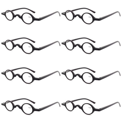 8PK Men Women Small Round Frame Blue Light Reading Glasses Spring Hinge Readers