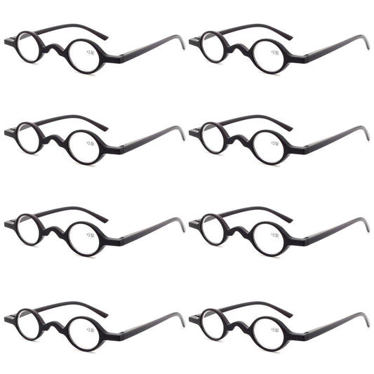 8PK Men Women Small Round Frame Blue Light Reading Glasses Spring Hinge Readers