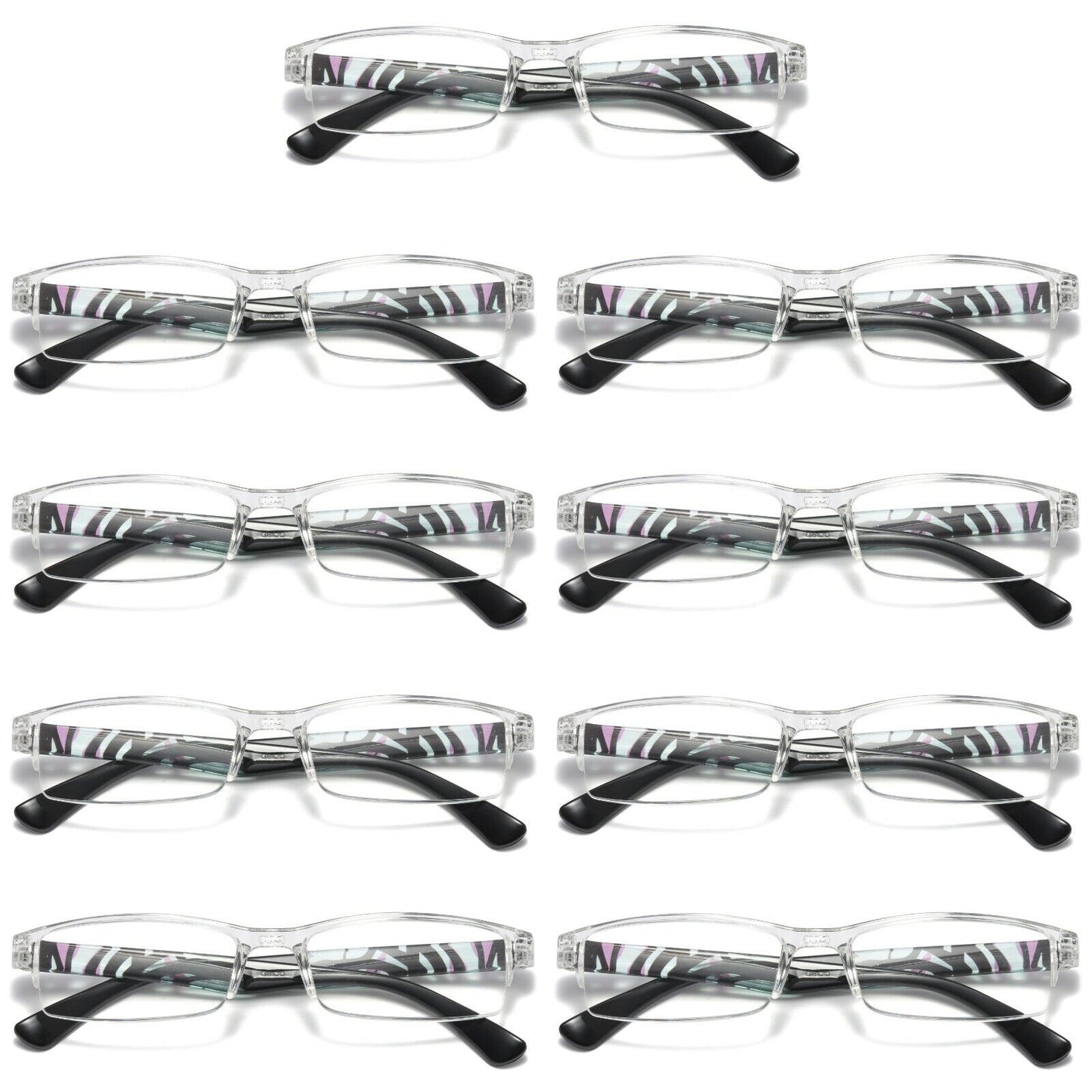 9 PK Men Women Rectangle Half Frame Blue Light Blocking Reading Glasses Readers