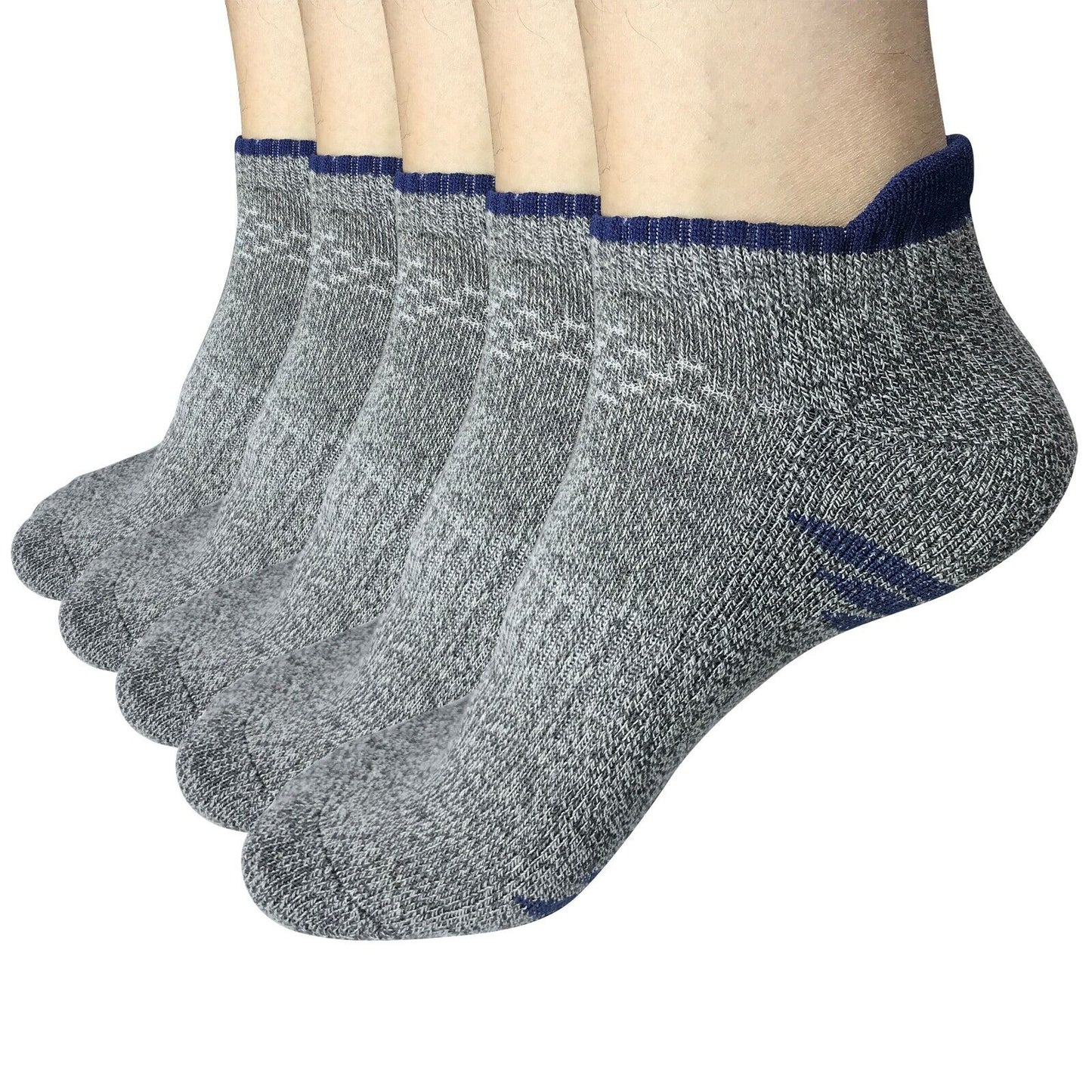 5 Pair Mens Low Cut Ankle Breathable Cotton Cushion Athletic Running Sport Socks