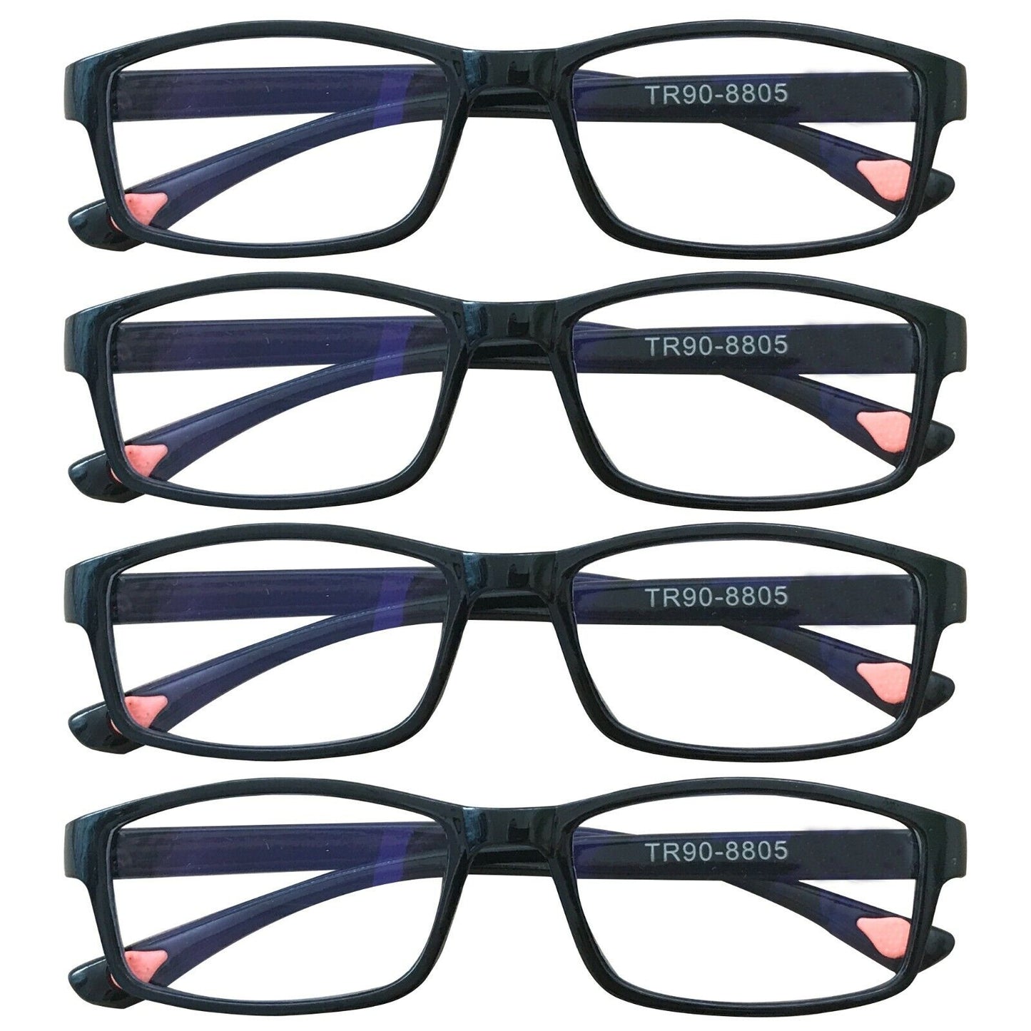 4 Packs Unisex Rectangular Frame Reading Glasses Classic Readers for Men Women