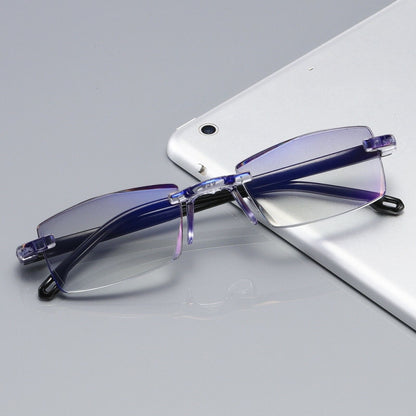 1 PK Mens Rectangular Rimless Blue Light Blocking Reading Glasses Unisex Readers