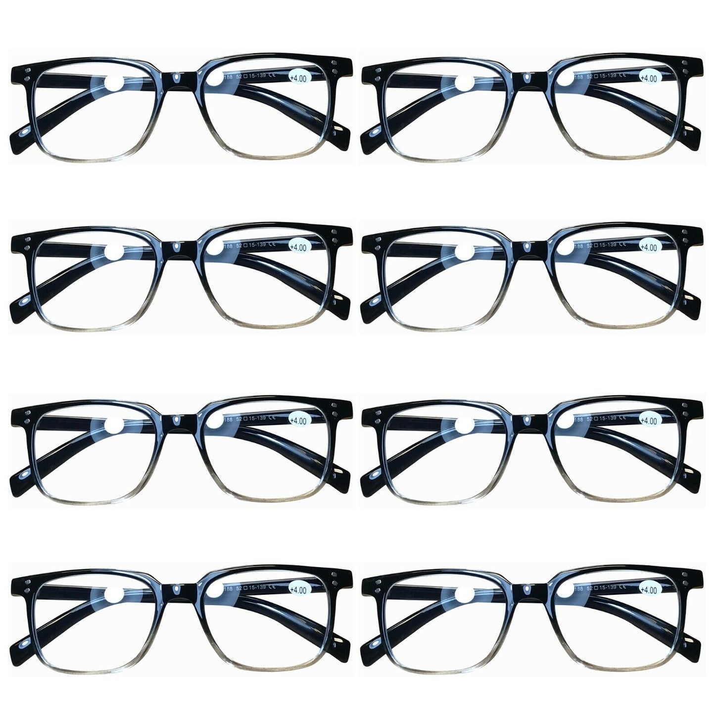 8 Pairs Mens Womens Unisex Square Blue Light Blocking Reading Glasses Readers