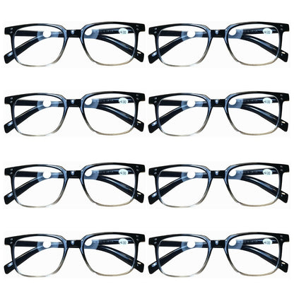 8 Pairs Mens Womens Unisex Square Blue Light Blocking Reading Glasses Readers