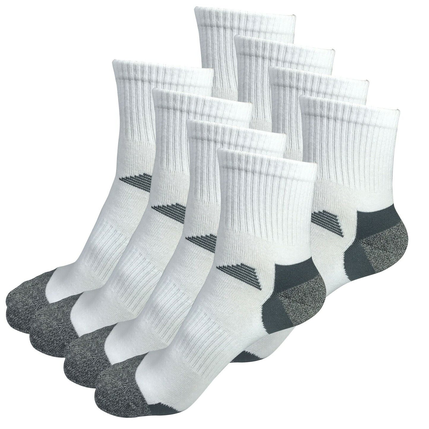 8 Pairs Mens Mid Cut Ankle Quarter Athletic Casual Sport Cotton Socks Size 6-12