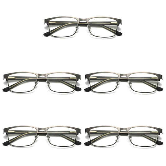 5 PK Mens Metal Frame Spring Hinge Blue Light Blocking Reading Glasses Readers