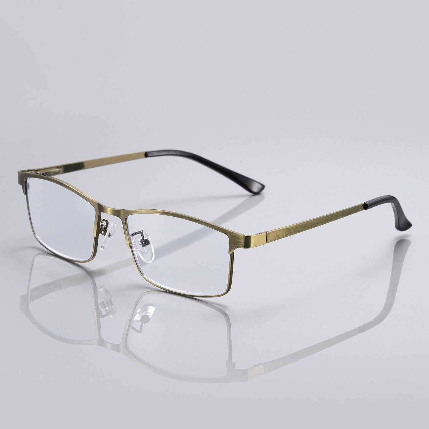 2 PK Mens Spring Hinge Metal Frame Blue Light Blocking Reading Glasses Readers