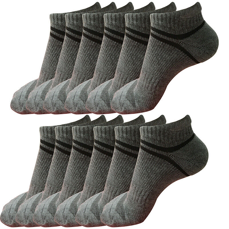 12pair Mens Low Cut Ankle Cotton Athletic Cushion Casual Performance Sport Socks