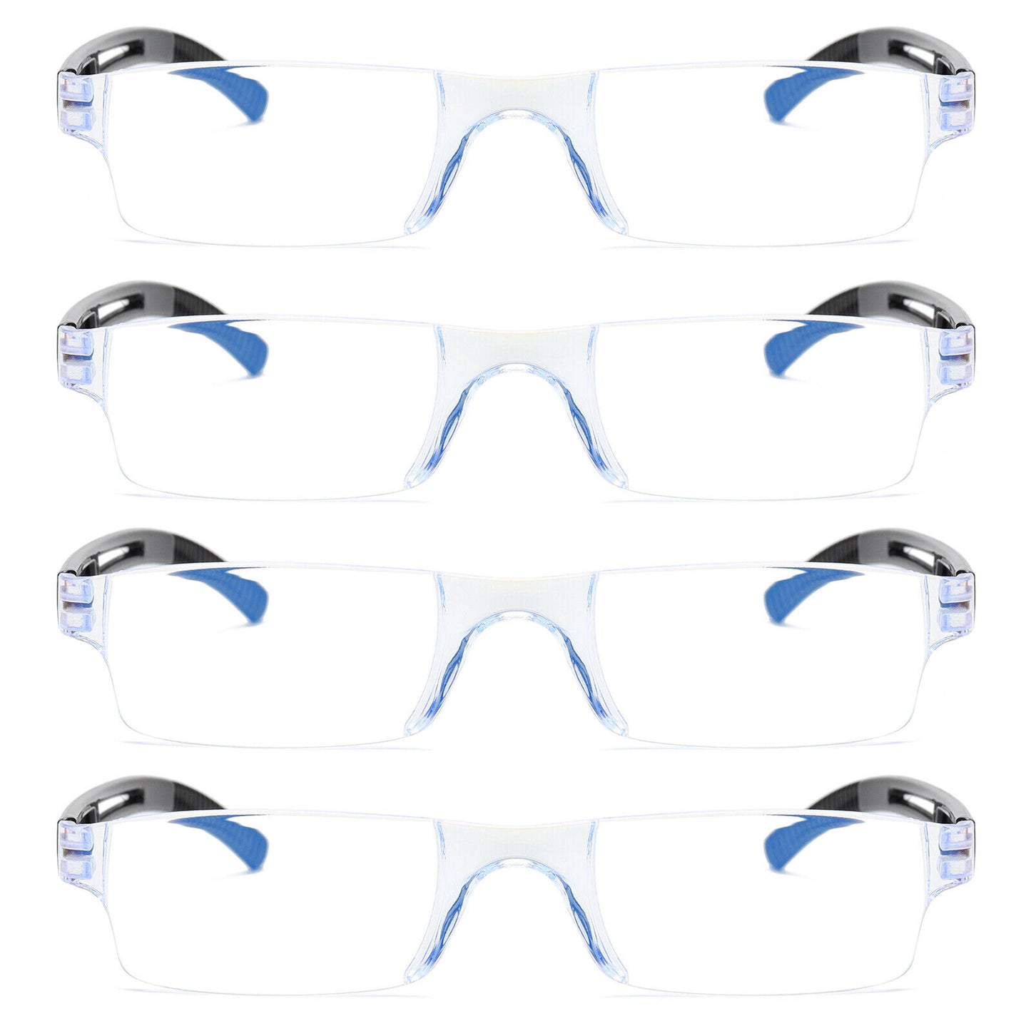 4PK Rimless Unisex Anti Blue Light Reading Glasses Blue Tinted Reader Men Women