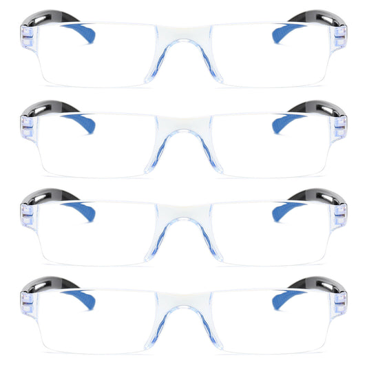 4PK Rimless Unisex Anti Blue Light Reading Glasses Blue Tinted Reader Men Women