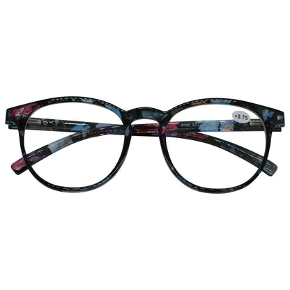 1PK Ladies Womens Round Blue Light Blocking Reading Glasses Spring Hinge Readers