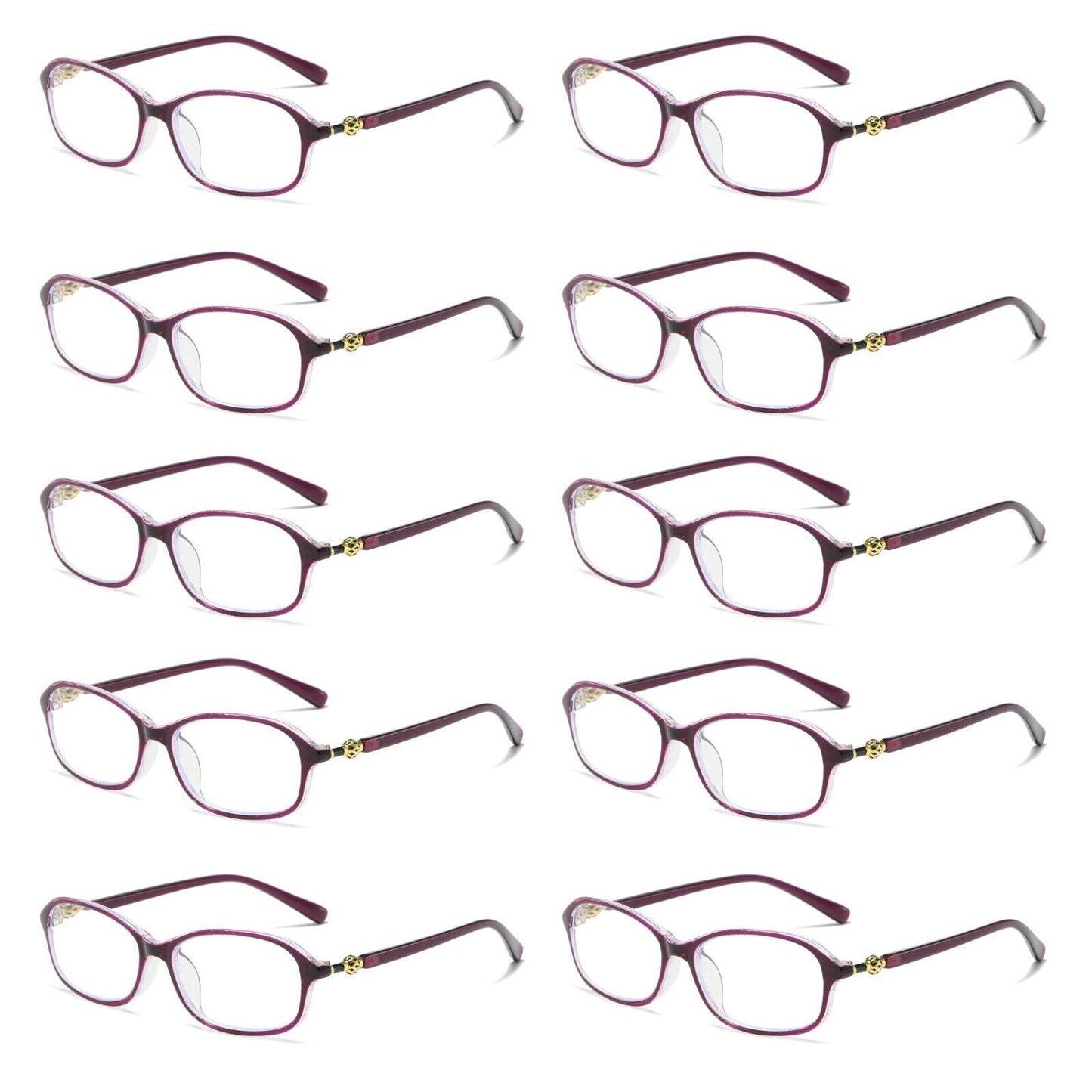 10 PK Womens Blue Light Blocking Reading Glasses Readers for Computer Paper Work