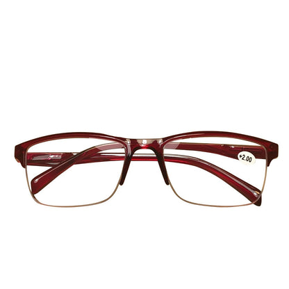 1 Pair Womens Half Frame Square Classic Reading Glasses Red Spring Hinge Readers