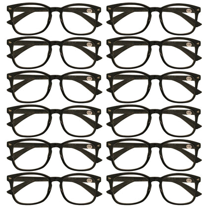 12Pack Mens Womens Oval Round Frame Reading Glasses Blue Light Blocking Readers