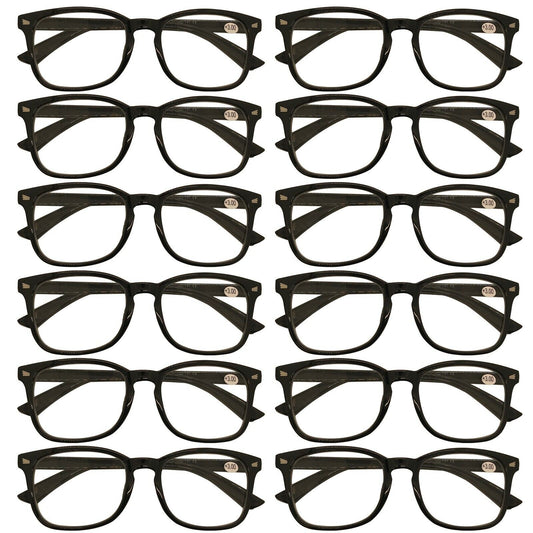 12Pack Mens Womens Oval Round Frame Reading Glasses Blue Light Blocking Readers