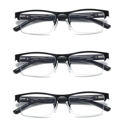 3 PK Mens Spring Hinge Blue Light Blocking Reading Glasses Half Frame Readers