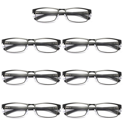 7 PK Mens Rectangular Blue Light Blocking Reading Glasses Spring Hinge Readers