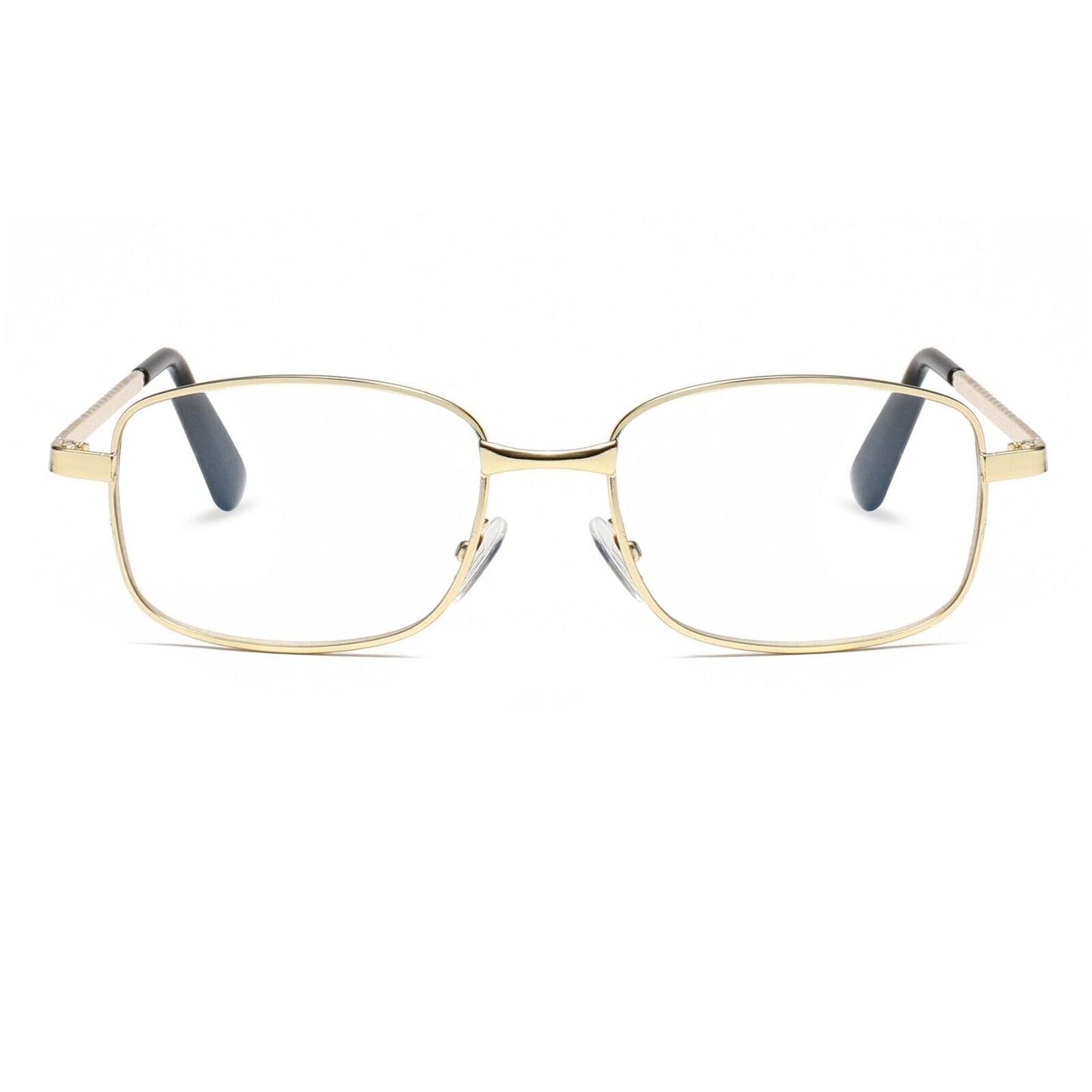 5 Pair Mens Square Metal Frame Golden Reading Glasses Classic Readers Eyeglasses