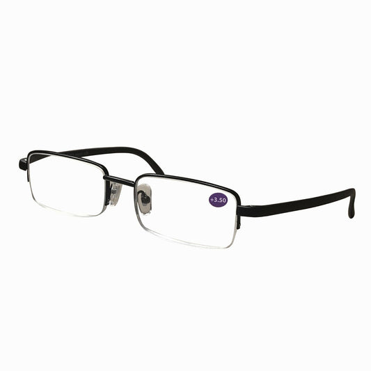 1 Pair Mens Half Frame Rectangular Reading Glasses Classic Lightweight Readers