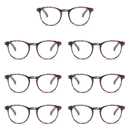 7PK Ladies Womens Round Blue Light Blocking Reading Glasses Spring Hinge Readers