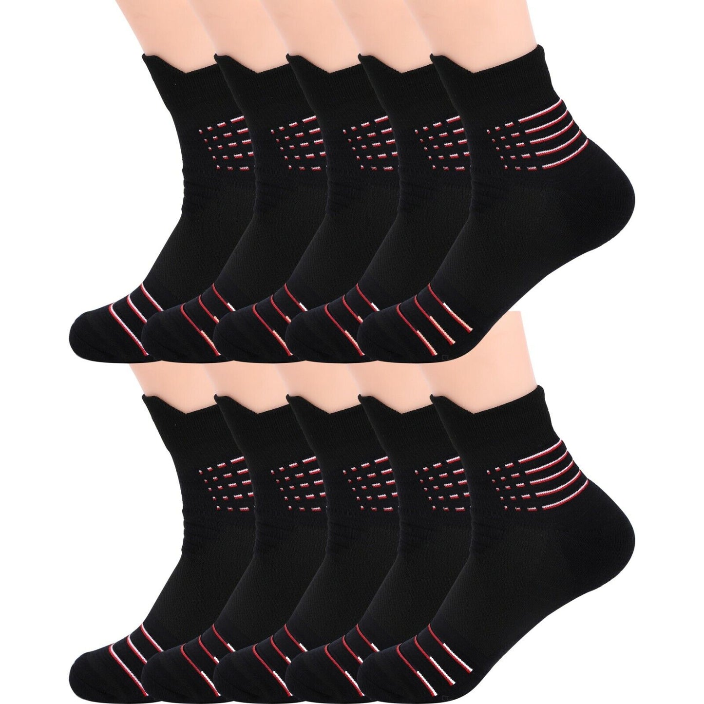 Lot 1-12 Mens Quarter Cotton Athletic Casual Ankle Crew Socks 9-11 6-12 Black