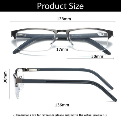 5 PK Mens Spring Hinge Half Frame Blue Light Blocking Reading Glasses Readers