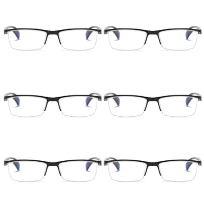 6 PK Mens Half Frame Spring Hinge Reading Glasses Blue Light Blocking Readers