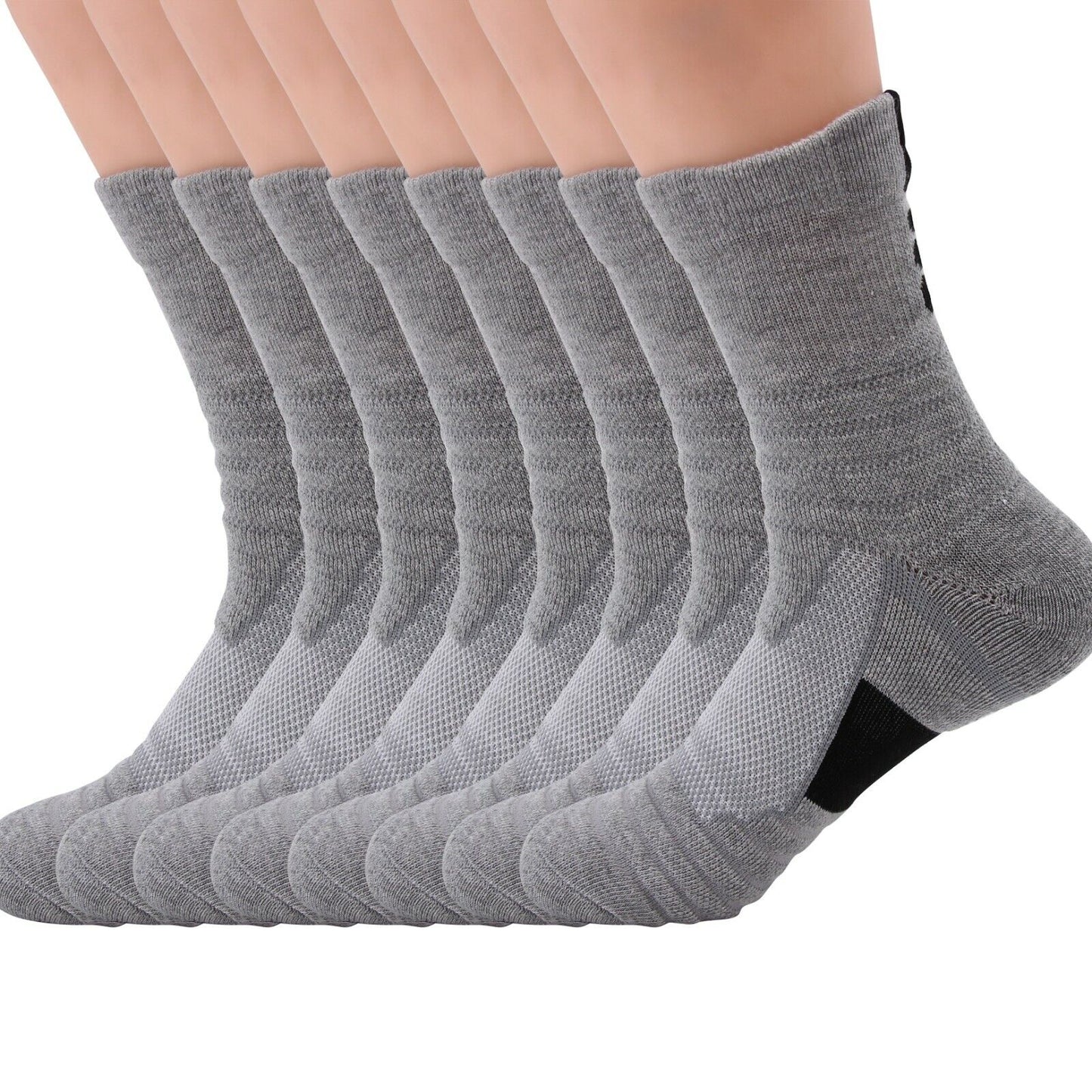 Lot 1-12 Mens Cotton Athletic Sport Casual Work Crew Socks Gray Size 9-11 6-12