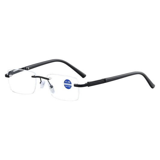 1PK Mens Anti Blue Light Blocking Rimless Reading glasses Spring Hinge Readers