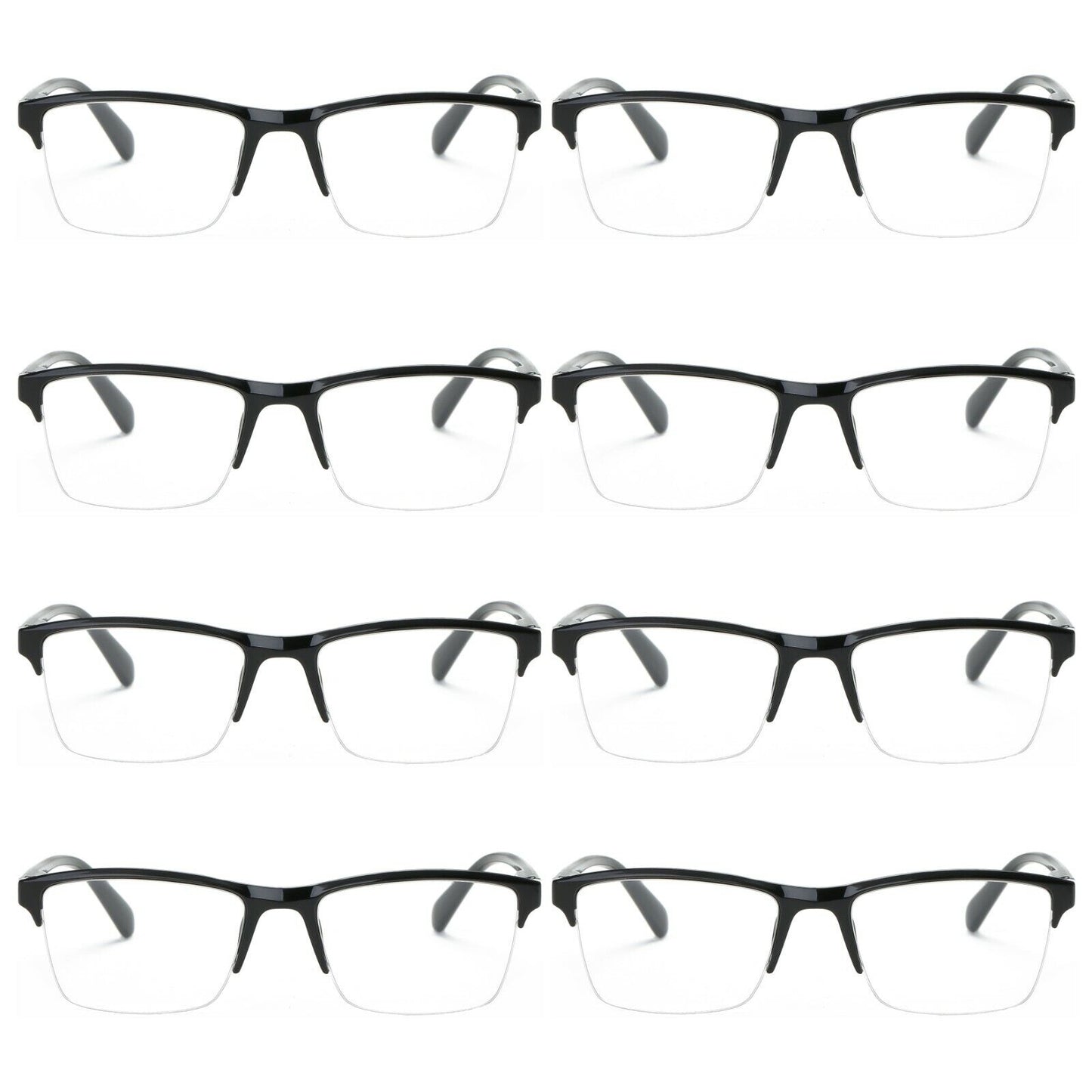 8 Packs Men Women Unisex Square Half Frame Reading Glasses Spring Hinge Readers