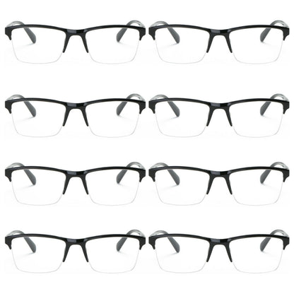 8 Packs Men Women Unisex Square Half Frame Reading Glasses Spring Hinge Readers