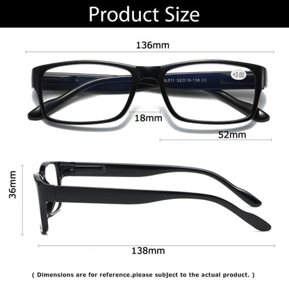 3 PK Mens Unisex Blue Light Blocking Reading Glasses Black Spring Hinge Readers