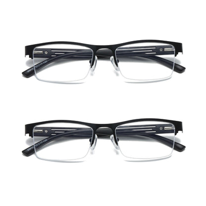 2 PK Mens Spring Hinge Blue Light Blocking Reading Glasses Half Frame Readers