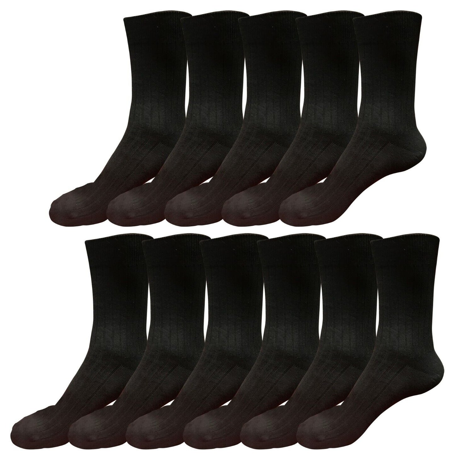 11 pairs 98% Cotton Mens Comfortable Casual Crew Dress Socks Mid Calf Size 9-11